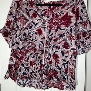Lucky Brand Flower Patterned Top/Blouse